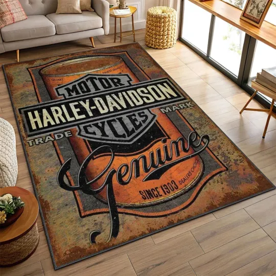 Haarleyy Davidson Motorcycle Rug for Home Decor