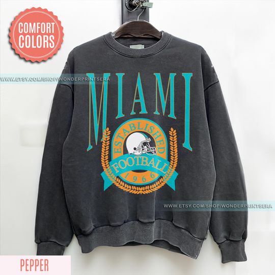 Discover Miami Football Vintage Style Comfort Colors Sweatshirt, Retro Miami Football Crewneck, Miami Football TShirt,Miami Football Gift FYJ20