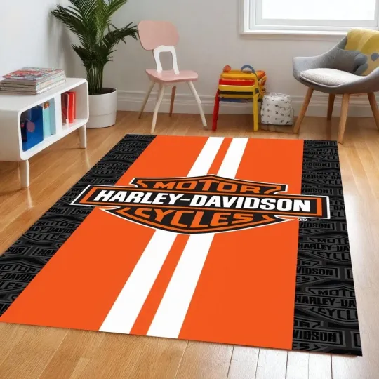 Haarleyy Davidson Motorcycle Rug for Home Decor