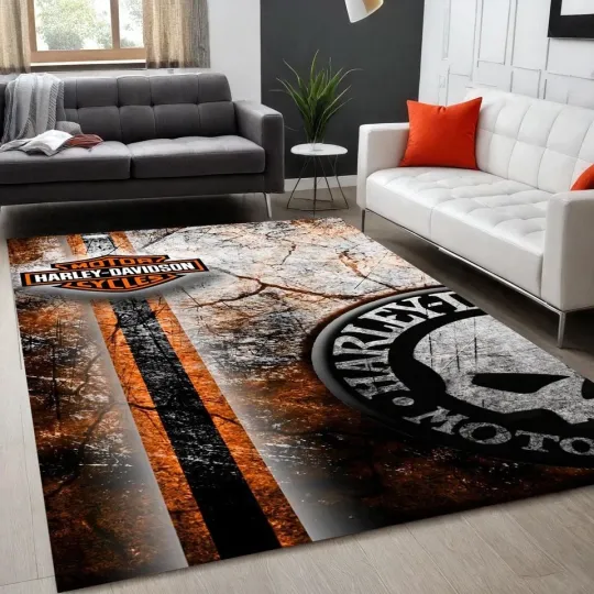 Haarleyy Davidson Motorcycle Rug for Home Decor