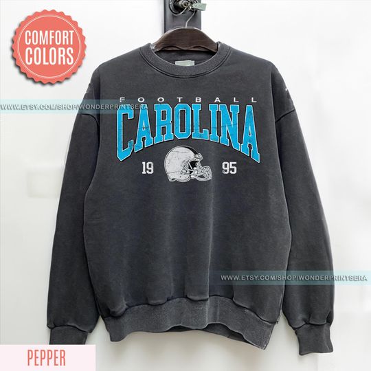 Discover Carolina Vintage Style Comfort Colors Football Sweatshirt, Panther Sweatshirt,Carolina Football Crewneck, Carolina Football T-Shirt FND13