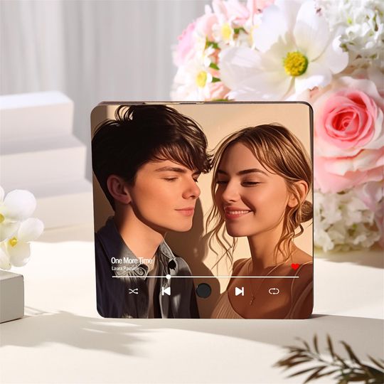 Discover Personalized Music Fridge Magnet with Photo, Music Box, Unique Anniversary and Birthday Gift