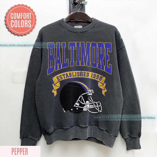Discover Baltimore Football Vintage Style Comfort Colors Sweatshirt,Retro Baltimore Crewneck,Oversized Football Sweatshirt,Gift Football Fan FXA16