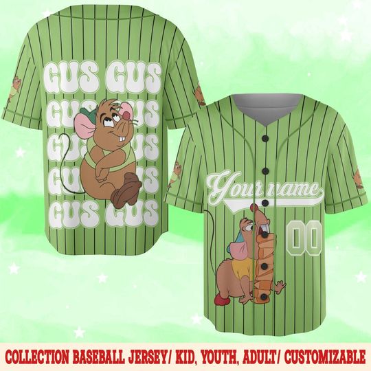 Discover Personalize Gus Gus Mouse Baseball Jersey, Gus Gus Mouse Baseball Jersey, Gift For Baseball Fan, Princess Matching Gift NGQD03-02