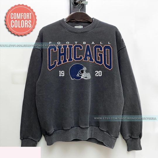 Discover Chicago Football Vintage Style Comfort Colors Sweatshirt ,Retro Chicago Football Sweatshirt , Chicago Fan Gift , Sunday Football FND12