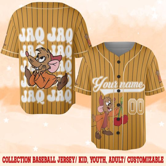 Discover Personalize Jaq Mouse Baseball Jersey, Cinde Mouse Baseball Jersey, Gift For Baseball Fan, Princess Matching Gift NGQD03-01