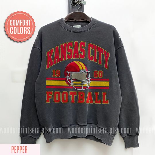 Discover Kansas City Retro Style Comfort Colors Vintage Sweatshirt Crewneck, Vintage Style Chiefs Fan Gift, KC Football Tee #F3
