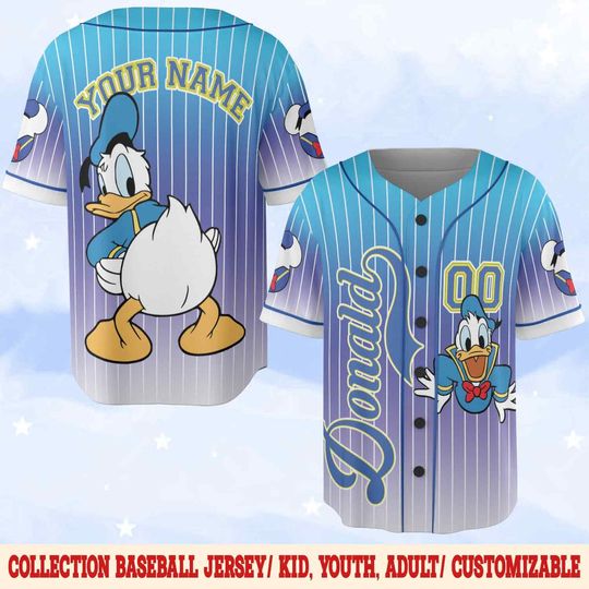 Discover Donald Duck Jersey Shirt, Custom Movie Characters Baseball Shirt, Disney Baseball Jersey Outfit, Custom Name Shirt C1E319