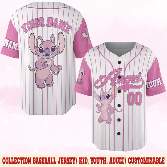 Discover Custom Angel Stitch Baseball Jersey,Custom Disney Lilo & Stitch Angel Baseball,Disney Baseball Jersey,Stitch Birthday Gift Stitch Fan BZEE04