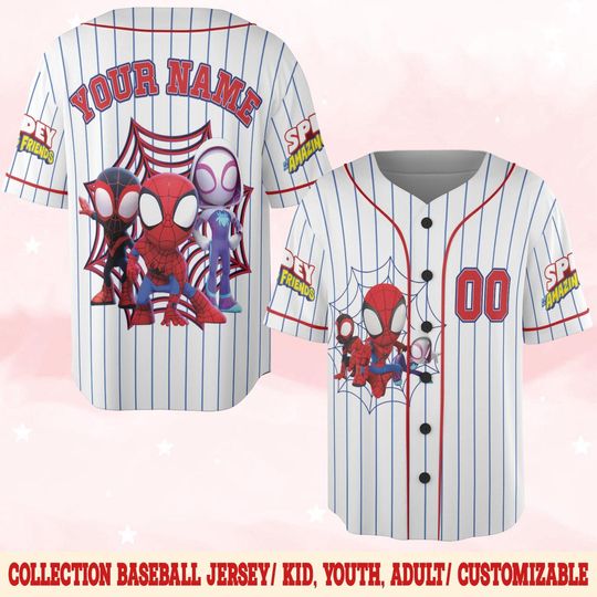 Discover Personalize Spidey And His Amazing Friends Cute White Color, Custom Spider Verse Baseball Jersey Team, Disney Baseball Team Outfit BZED04
