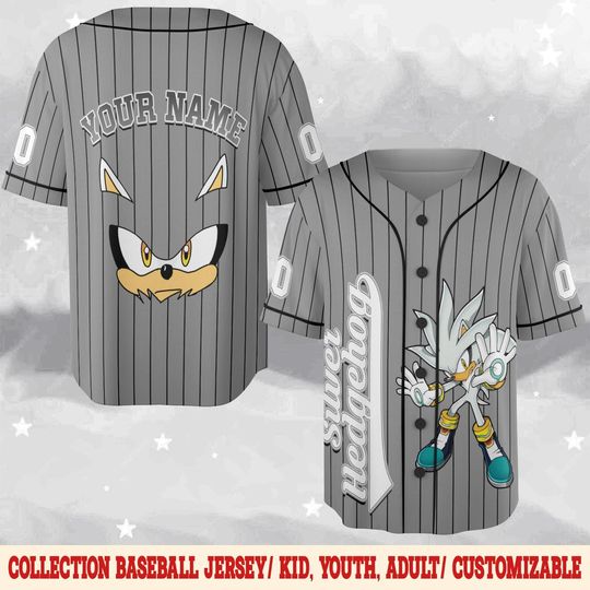 Discover Personalized Silver Baseball Jersey, Silver Sonic Birthday Gift, Sonic Birthday Boy Jersey, Knuckles Shadow, Tails, Silver NGQ405-05