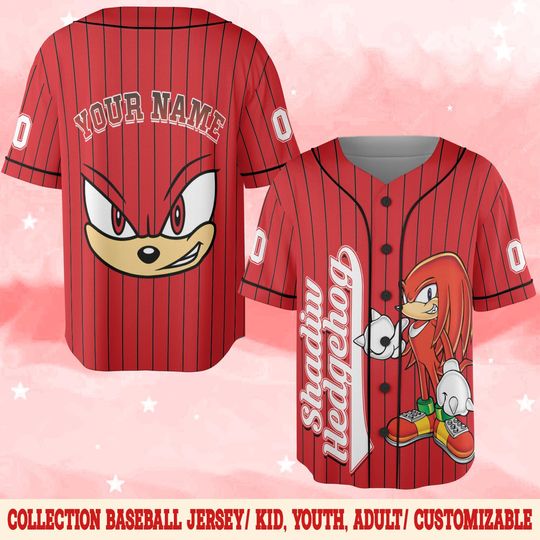 Discover Personalized Knucles Baseball Jersey, Custom Sonic Jersey, Sonic Birthday Gift, Knuckles Birthday Boy Jersey, Shadow/Tails/Silver NGQ405-04