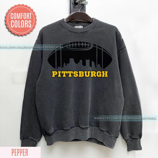 Discover Pittsburgh Football Comfort Colors Sweatshirt, Vintage Unisex Pittsburgh Crewneck,Gift for Football Fan,Oversized Pittsburgh Sweatshirt FCT3