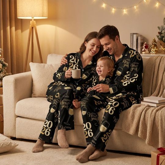 Discover Happy New Year 2026 Pajamas Set, Matching Family Set, Holiday Family Pajamas, Couple Pajamas, Christmas Gift, New Year Gift
