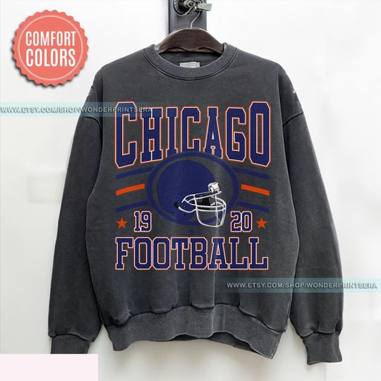 Discover Chicago Football Vintage Style Comfort Colors Sweatshirt ,Retro Chicago Football Sweatshirt , Chicago Fan Gift , Sunday Football FMV12
