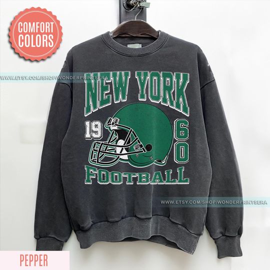 Discover New York Football Retro 80s Vintage Style Crewneck Shirt, New York Football Tshirt, Jets Sunday Football Fan Gifts