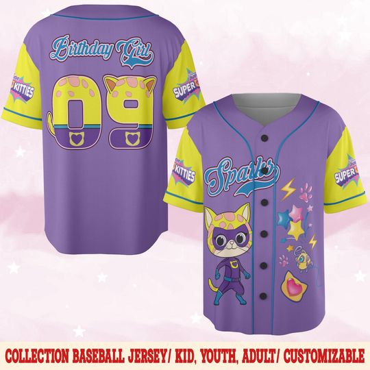 Personalized Disney Super Kitties Baseball Jerseys