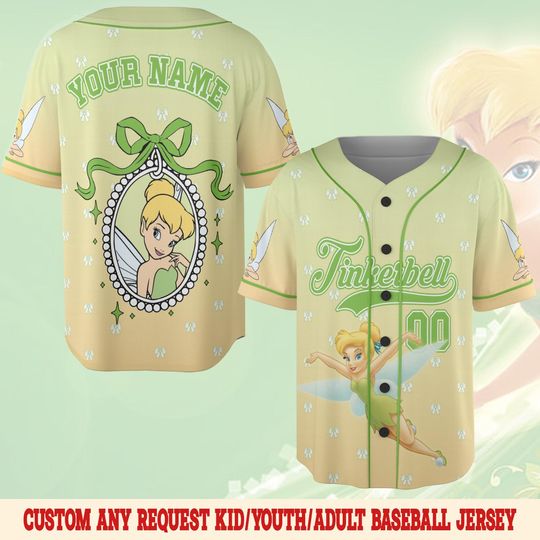 Discover Custom Disney Tinkerbell Collection Baseball Jersey, Kid Youth Adult Disney Jersey