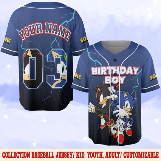 Custom Sonic Shadow The Hedgehog Baseball Jersey