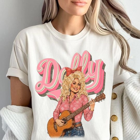 Discover Retro Dolly Pink Cowgirl Graphic T-Shirt for Women