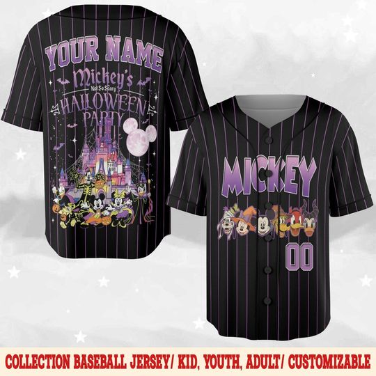 Discover Mickey Not So Scary Halloween Baseball Jersey, Custom Disney Shirt, Name and Number Jersey, Family Matching Trick or Treat Tee D2KK05
