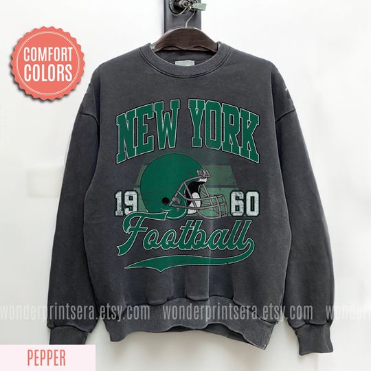 Discover New York Football Retro 80s Vintage Style Comfort Colors Crewneck Sweatshirt, New York Football Tshirt, Jets Sunday Football Fan Gifts FSE28