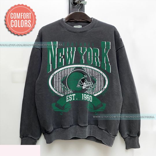 Discover New York Football Retro 80s Vintage Style Comfort Colors Crewneck Sweatshirt, New York Football Tshirt, Jets Sunday Football Fan Gifts FAR28