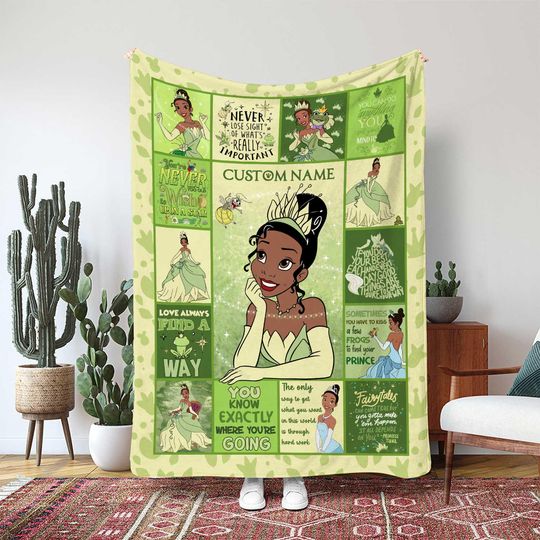 Disney Princess Tiana Blanket, Princess And The Frog Throw Blanket, Picture Frame Tiana Character Gift, Girls Bedroom Decor Blanket6