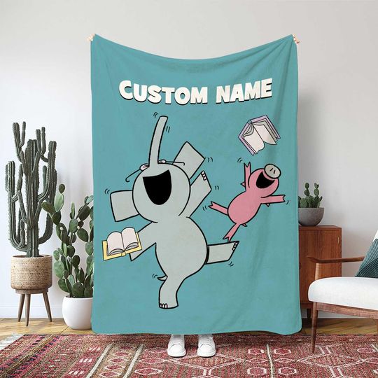 Discover Elephant And Piggie Custom Blanket, Gerald And Piggie Dancing, Best Friends Throw Blanket, Childrens Storybook Gift Blanket