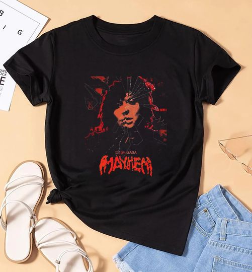 Discover Ld ga Mayhem Shirt, Ld ga Vintage Gaga Tees, Mayhem Tour Merch Shirt, Fan Gift for Little Monsters, Pop Star Graphic Concert Shirt