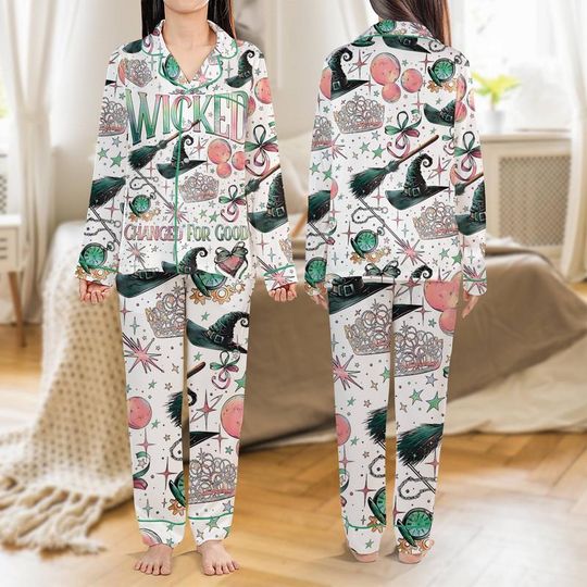 Disneyland  Wicked Changed For Good Pajamas Set, Wicked Movie Pajamas, Glinda And Elphaba Pajamas, Wicked Musical Gift, Family Pajamas