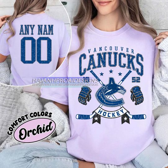 Discover Personalized Comfort Colors Vancouver Canucks T-Shirt | Custom Number | Retro Team Shirt