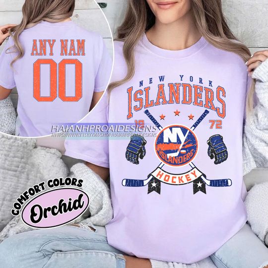 Discover Personalized Comfort Colors New York Islanders T-Shirt | Custom Number | Retro Team Shirt