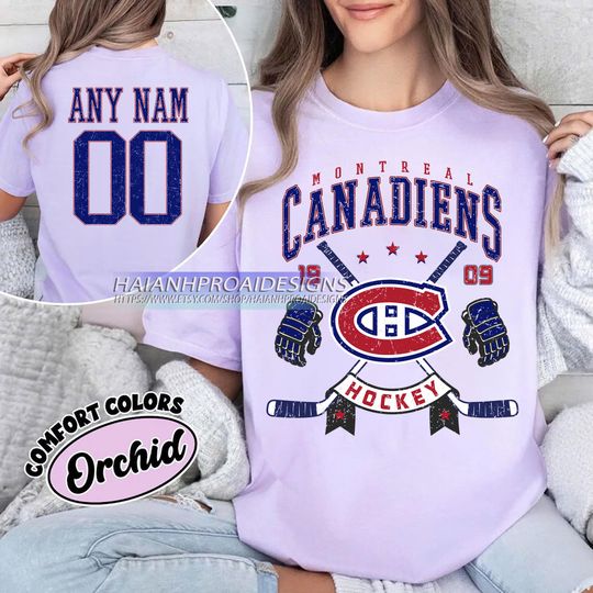 Discover Personalized Comfort Colors Montreal Canadiens T-Shirt | Custom Number | Retro Team Shirt