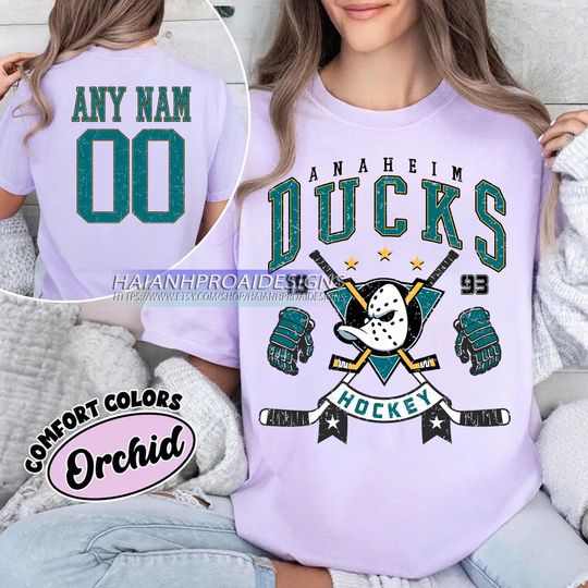 Personalized Comfort Colors Anaheim Ducks T-Shirt | Custom Number | Retro Team Shirt