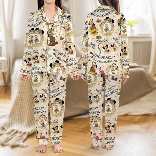 Discover Mickey and Friends Leopard Coquette Bow Pajamas Set Mickey's Very Merry Christmas Pajamas Disneyland Trip Pajamas Set Xmas Family Pajamas