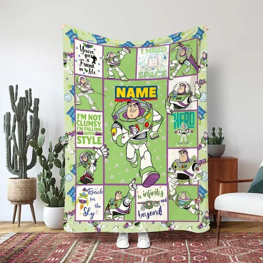 Discover Buzz Lightyear Toy Story Blanket, Disney Pixar Animated Decor, Buzz Picture Frame Character Blanket Gift, Space Ranger Bedroom Decor