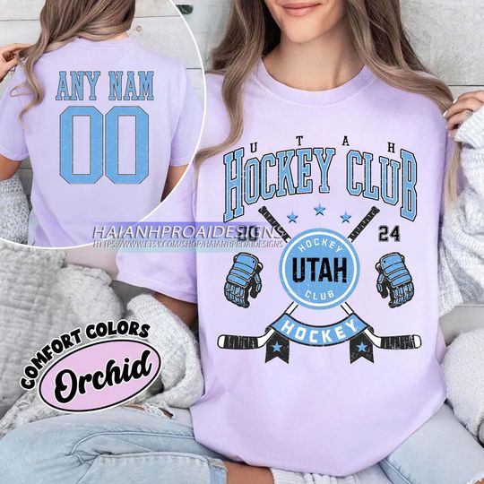 Discover Personalized Comfort Colors Utah Hockey Club T-Shirt | Custom Number | Retro Team Shirt