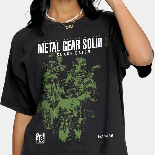 Unisex Metal Gear Solid 3 Snake T-shirt Crew Neck Pure Summer Casual Tee