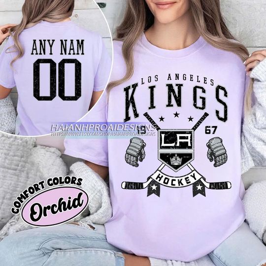 Discover Personalized Comfort Colors Los Angeles Kings T-Shirt | Custom Number | Retro Team Shirt