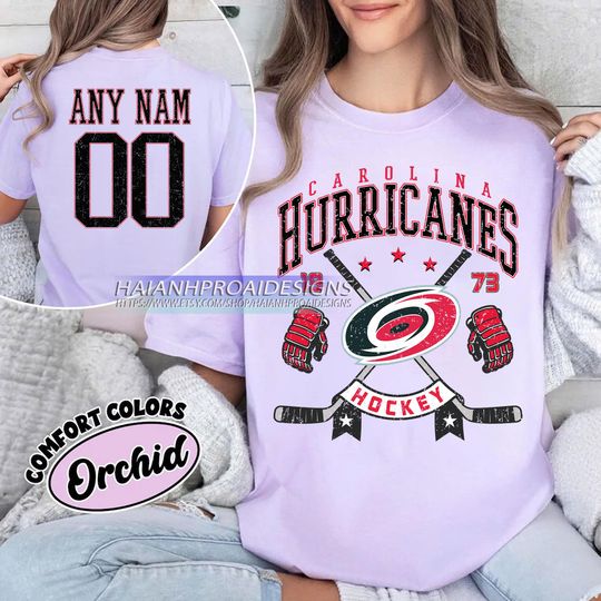 Discover Personalized Comfort Colors Carolina Hurricanes T-Shirt| Custom Number | Retro Team Shirt