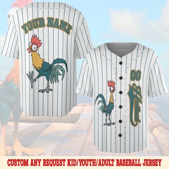 Discover Custom Disney Heihei Moana, Custom Name Disney Game Day Kid Adult Jersey