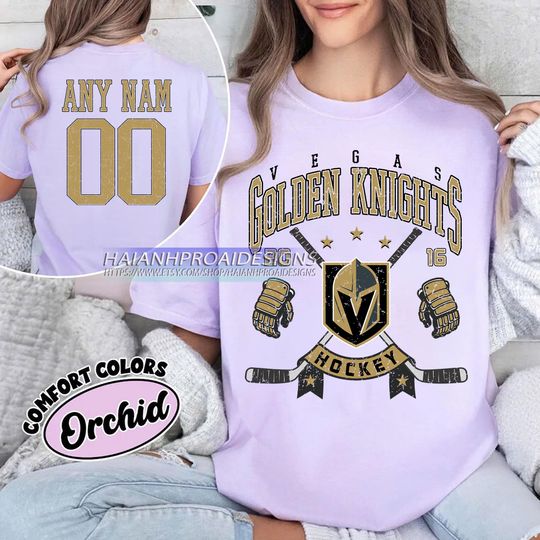 Discover Personalized Comfort Colors Vegas Golden Knights T-Shirt | Custom Number | Retro Team Shirt
