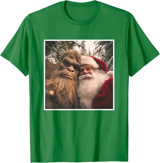 Discover Funny Bigfoot Santa Selfie Christmas Pajama T-Shirt for Unisex