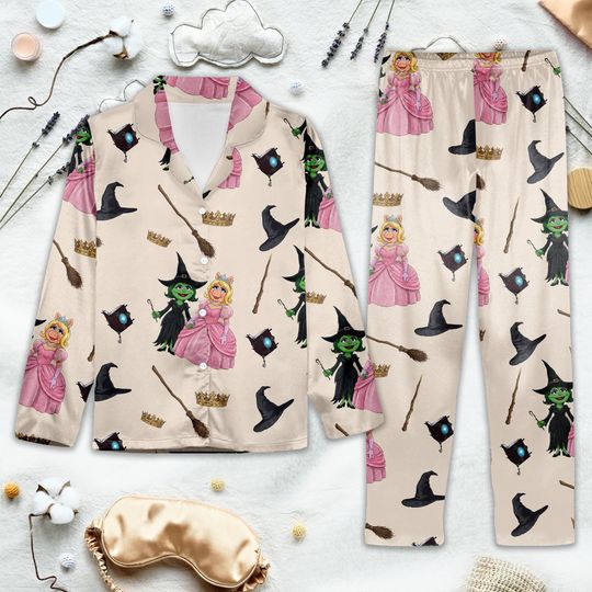 Discover Cute Witch & Princess Pajamas Set  Fairytale Magic Sleepwear for Women vs Girls, Halloween Fantasy PJs, Cozy Cartoon Loungewear