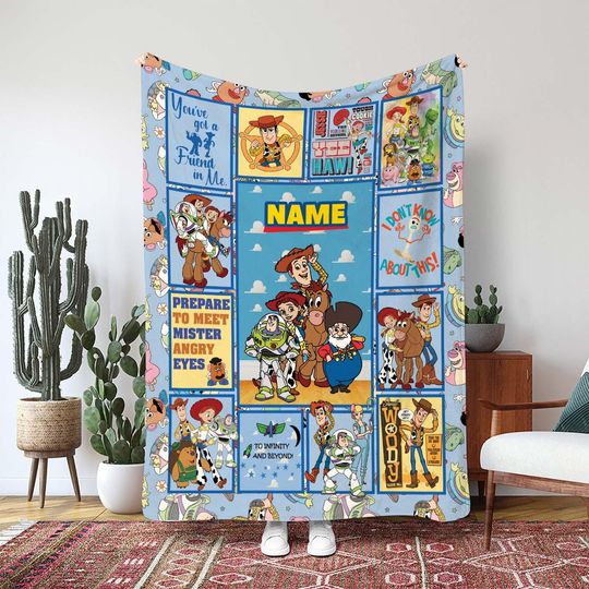Discover Toy Story Movie Quote Blanket, Disney Pixar Animated Throw Blanket, Toy Story Picture Frame Decor, Classic Cartoon Fan Blanket Gift