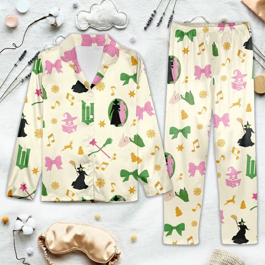 Cute Witch Pajama Set | Magical Fantasy PJs for Women | Kawaii Wizard Sleepwear | Pastel Witchy Loungewear | Halloween Cozy PJs
