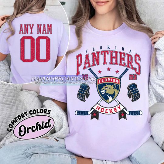 Personalized Comfort Colors Florida Panthers T-Shirt | Custom Number | Retro Team Shirt