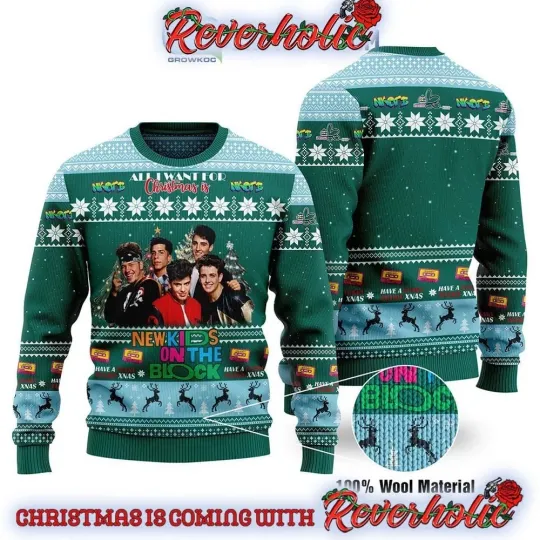 Discover NKOT Block Ugly Sweater Green Men S-5XL