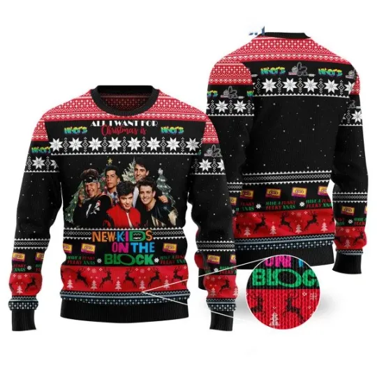 Discover NK on The Block Black All I Want For Christmas NKOT Block  Ugly Sweater